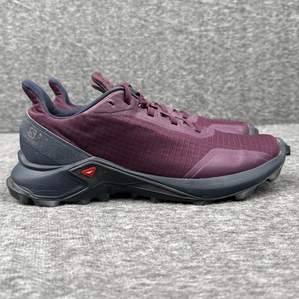 Salomon Trail Running Shoes Womens 8.5 Burgundy Black Alphacross Hiking